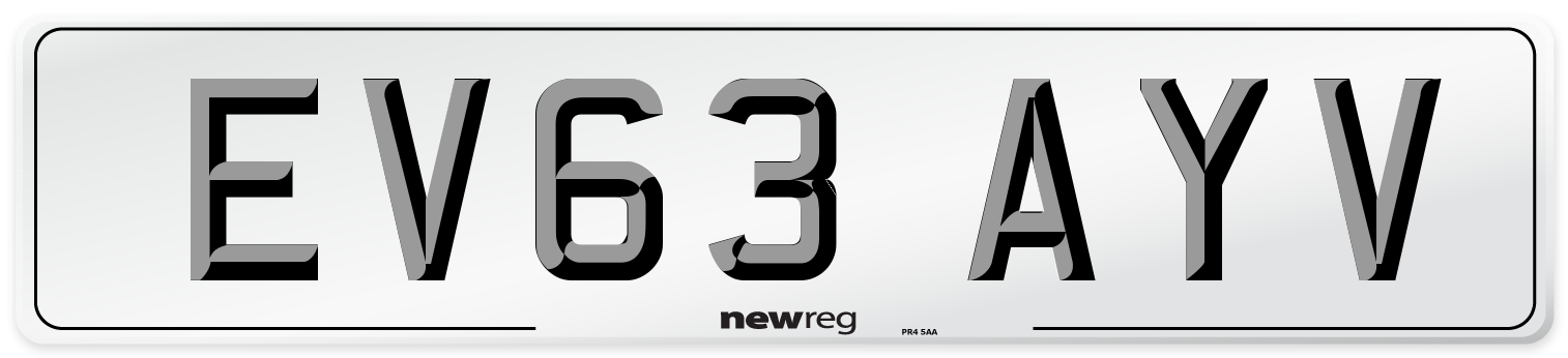 EV63 AYV Number Plate from New Reg